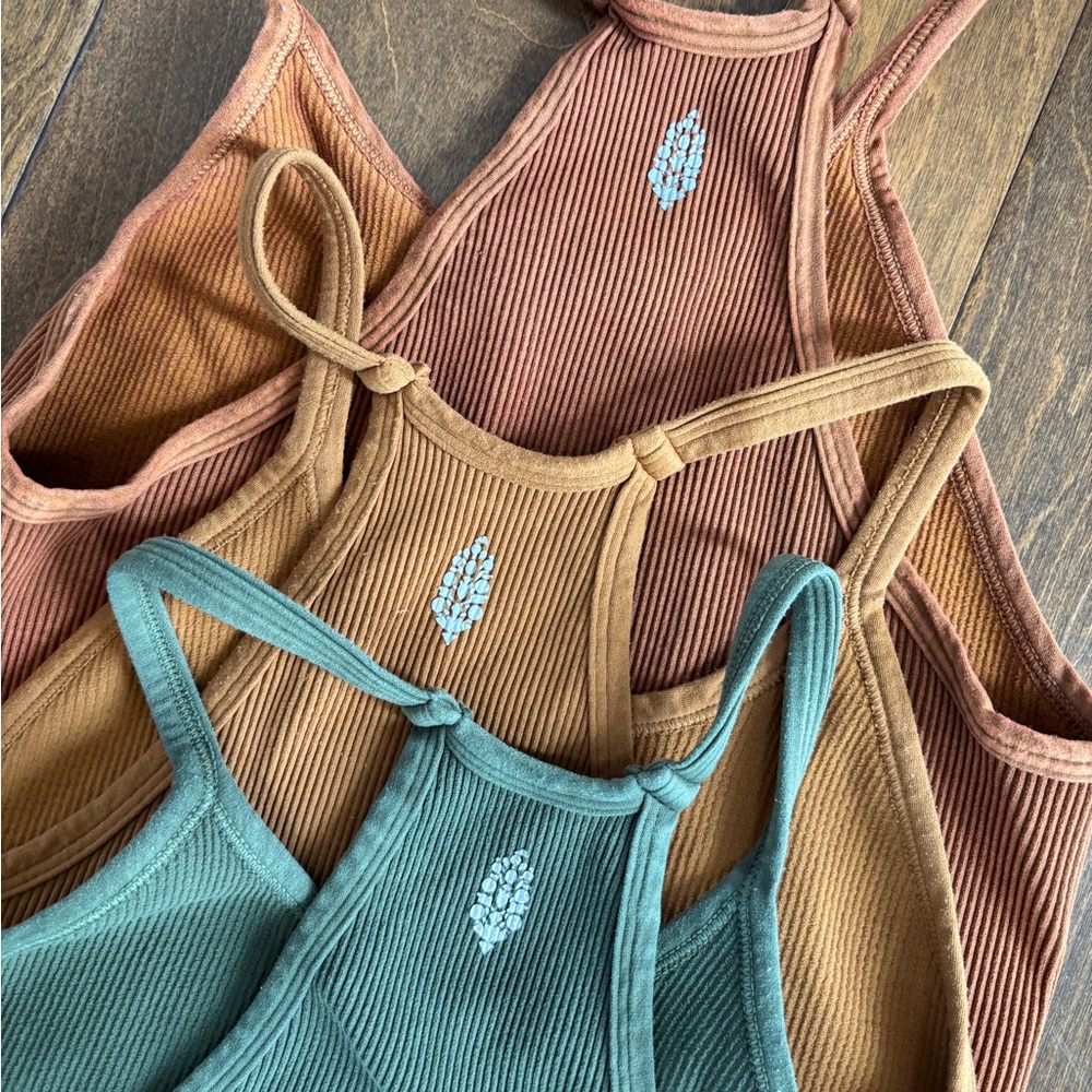 FP Movement by Free People Ribbed Tank Tops in Rust and Teal set of 3